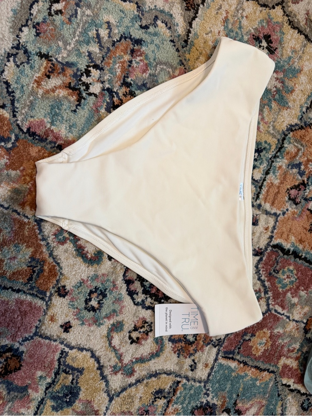 NWT - Time & Tru Ribbed Bikini Bottoms in Light Cream
